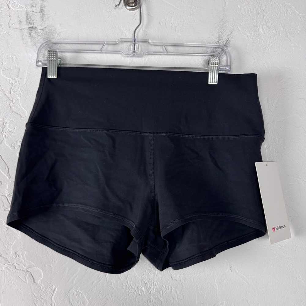 Lululemon Shorts Align HR 2" Solid Black Pull On Mini Yoga Workout Nulu Knit